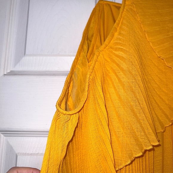 ASOS Yellow Pleated Off the Shoulder Mini Dress - Picture 6 of 9